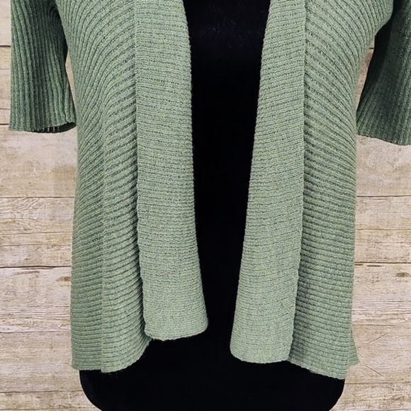 Eileen Fisher Petite Wool Short Sleeve Cardigan - Picture 5 of 8
